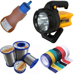 Изолента, флюс, фонари