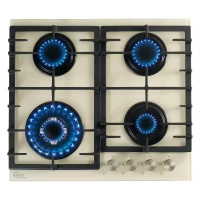 Вар.поверхность Oasis P-BSI Бежевая,стекло;WOK-конфорка,Стекло;3 комф;Решетка чугун;