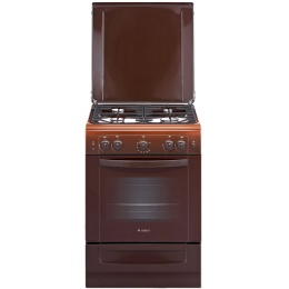 Плита Гефест 6100-02 0010 Коричневая, Газовая, крышка металл,без таймера