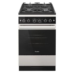 Плита Гефест 5500-02 0069 Черный-Серебристый, Стекло, Газовая, без крышки,таймер