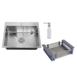 РМС мойка сталь вр. MR-5843 3в1 (мойка+корзина раздв.+дозатор)