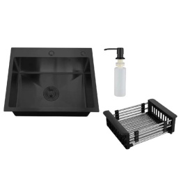 РМС мойка сталь вр. MR-5843G 3в1 (мойка+корзина раздв.+дозатор)