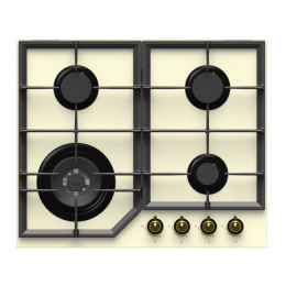 Вар.поверхность Oasis P-GRT(F) Белый;Стекло;WOK-конфорка,4 комф;Решетка чугун;