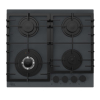 Вар.поверхность Oasis P-BSG Серый,стекло;WOK-конфорка,Стекло;3 комф;Решетка чугун;