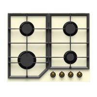 Вар.поверхность Oasis P-GR(F) Бежевый;Стекло;,4 комф;Решетка чугун;